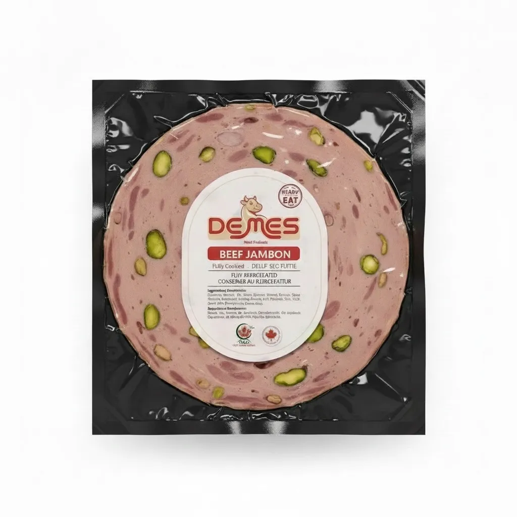 DEMES beef jambon vacuum packed with label, sealed for freshness